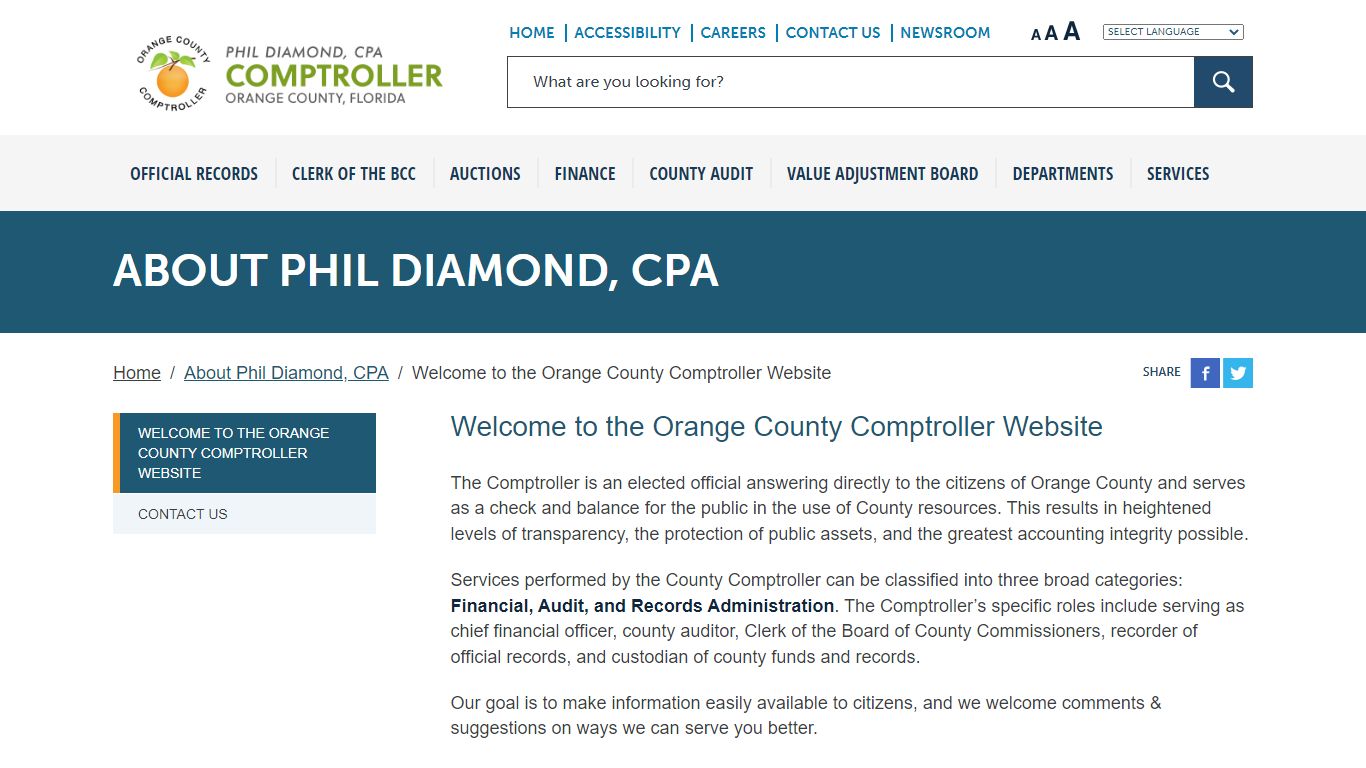 Welcome to the Orange County Comptroller Website